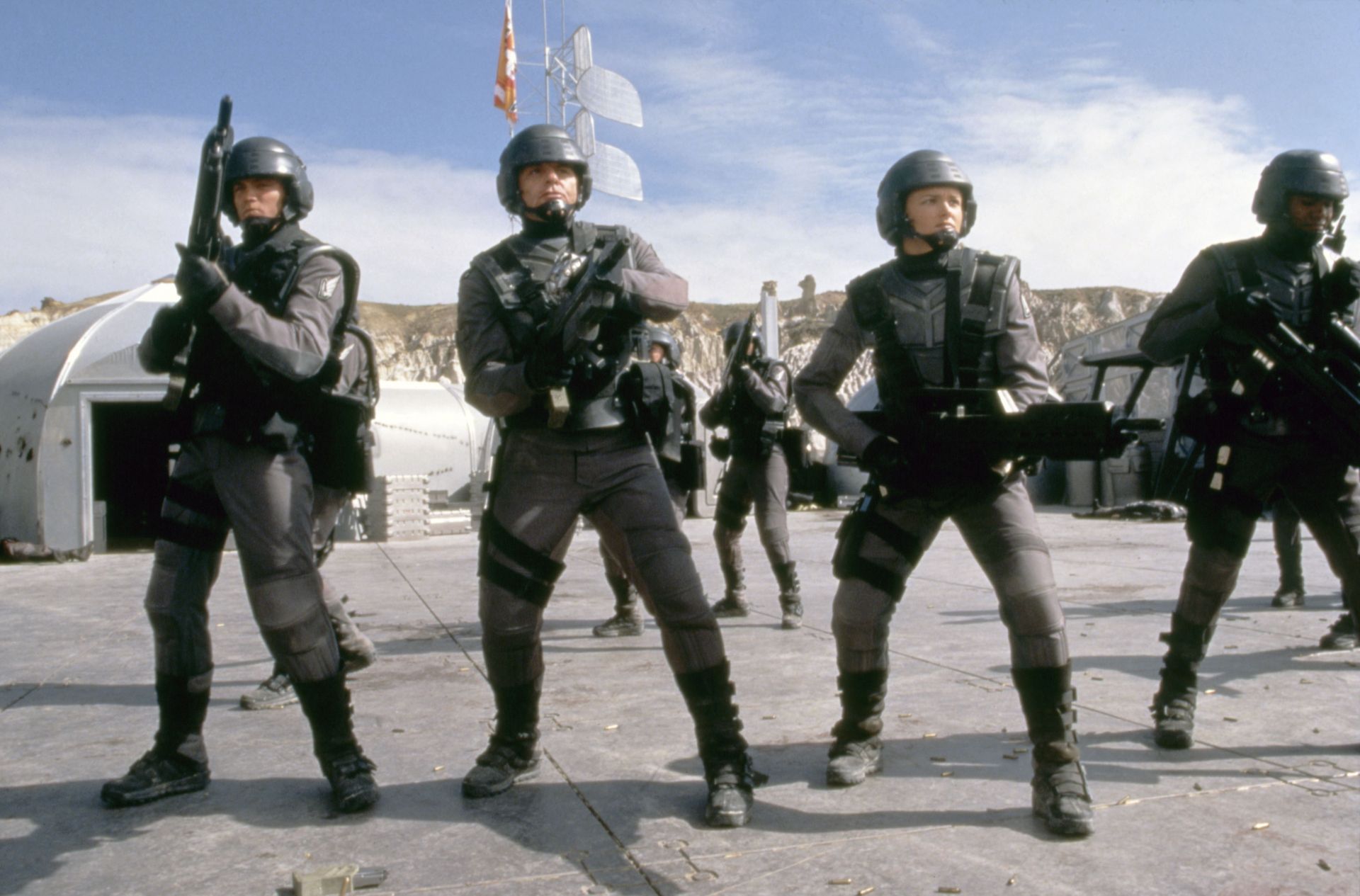 On the set of Starship Troopers - Source: Getty
