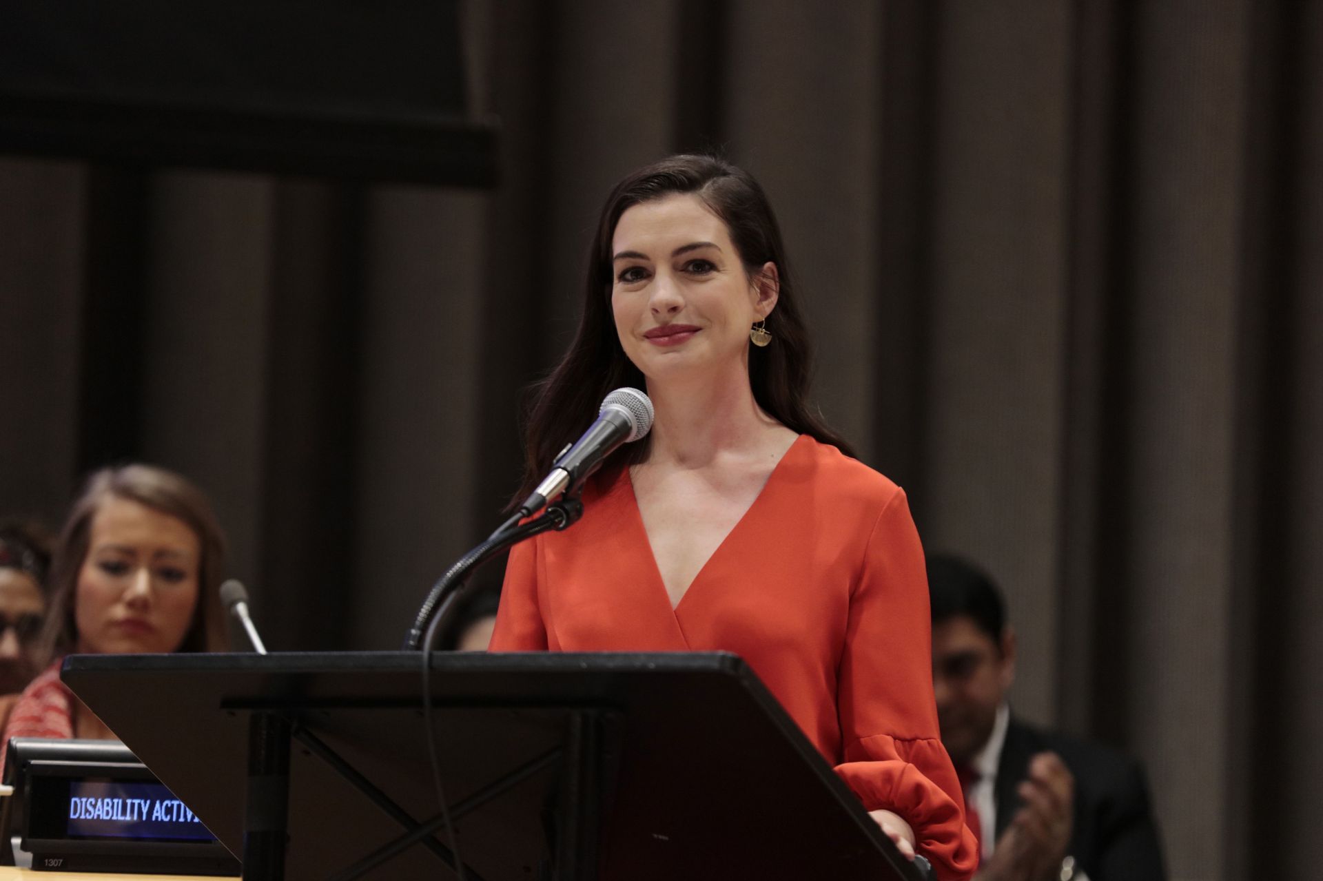 Anne Hathaway At UN - Source: Getty