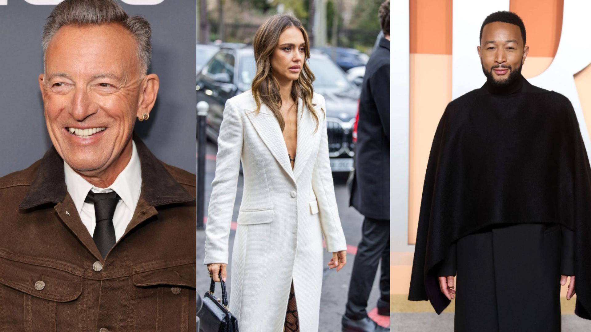 Internet reacts to Bruce Springsteen, Jessica Alba &amp; John Legend spotted at the Lakers game (Images via Getty)