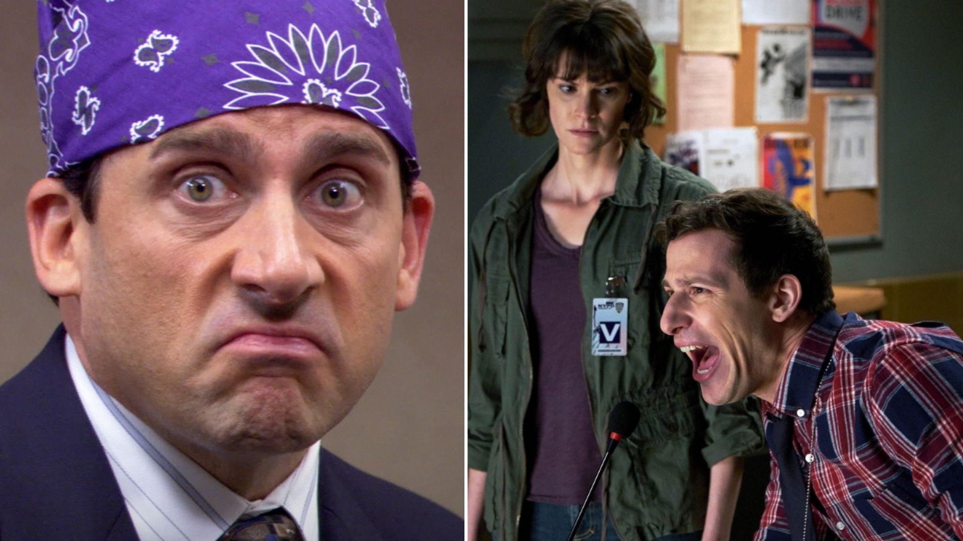 Prison Mike &amp; Jake singing &quot;I want it that way&quot; (Image via/ @theoffice &amp; @brooklyn99/ Instagram)