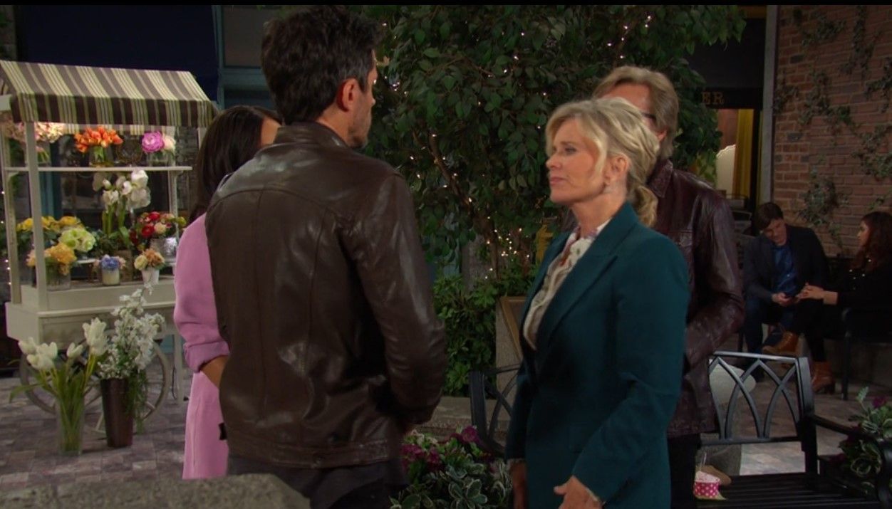 Kayla (Mary Beth Evans) and Shawn (Brandon Beemer) commiserated over Bo. \Image: Peacock