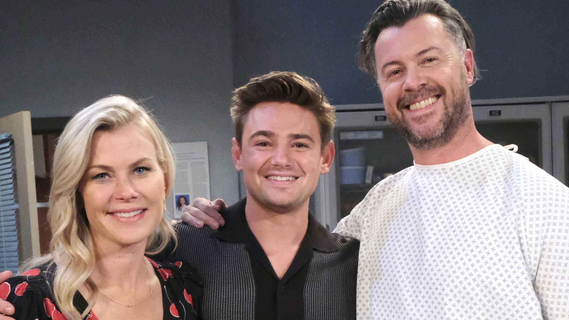 Alison Sweeney behind the scenes with Carson Boatman and Daniel Feuerriegel | Image: JPI