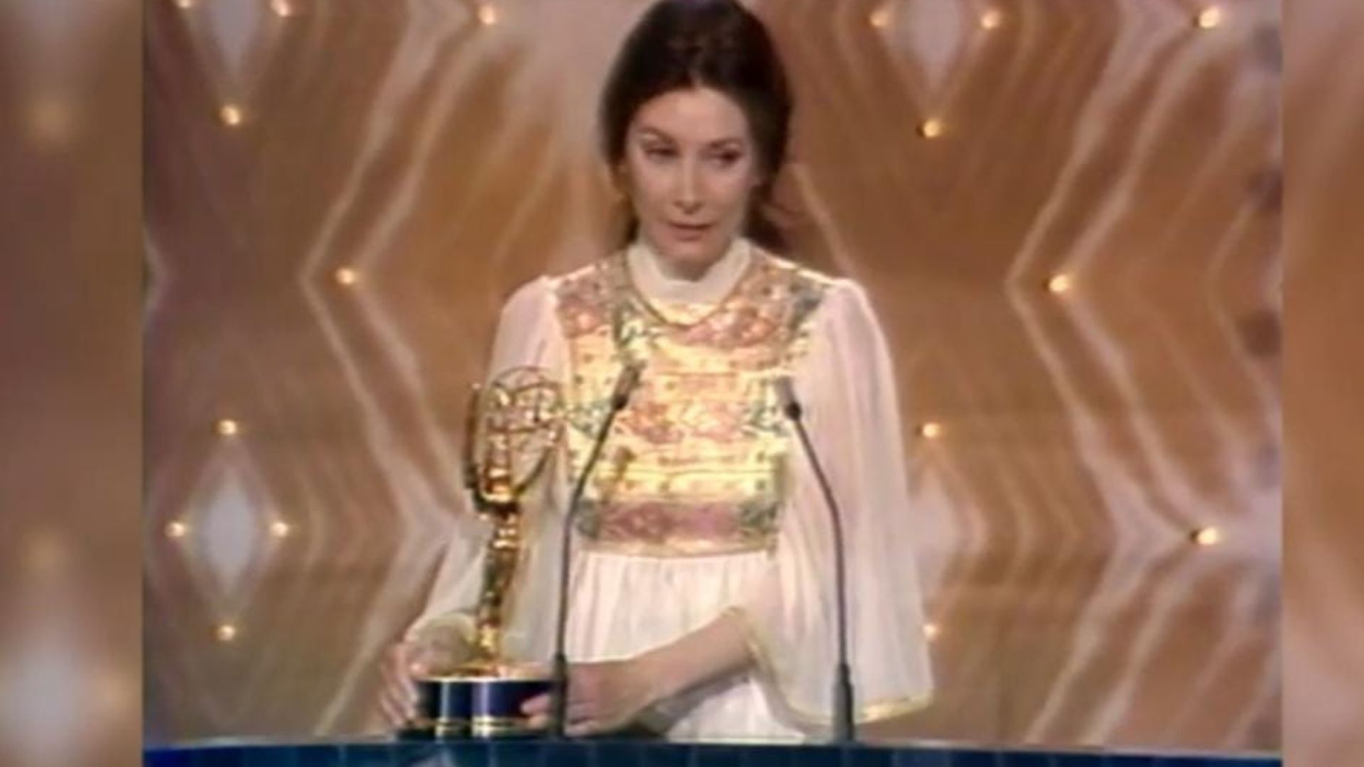 Jean Marsh wins the Emmy for Outstanding Lead Actress in a drama series in 1975. (via YouTube/Television Academy))