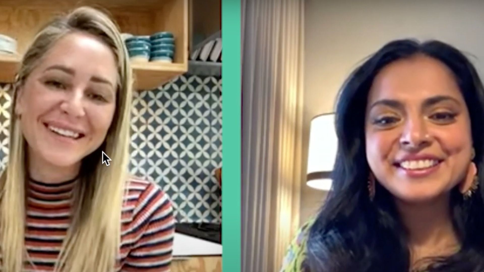 Brooke Williamson and Maneet Chauhan in conversation. Image via Youtube./@Food Network
