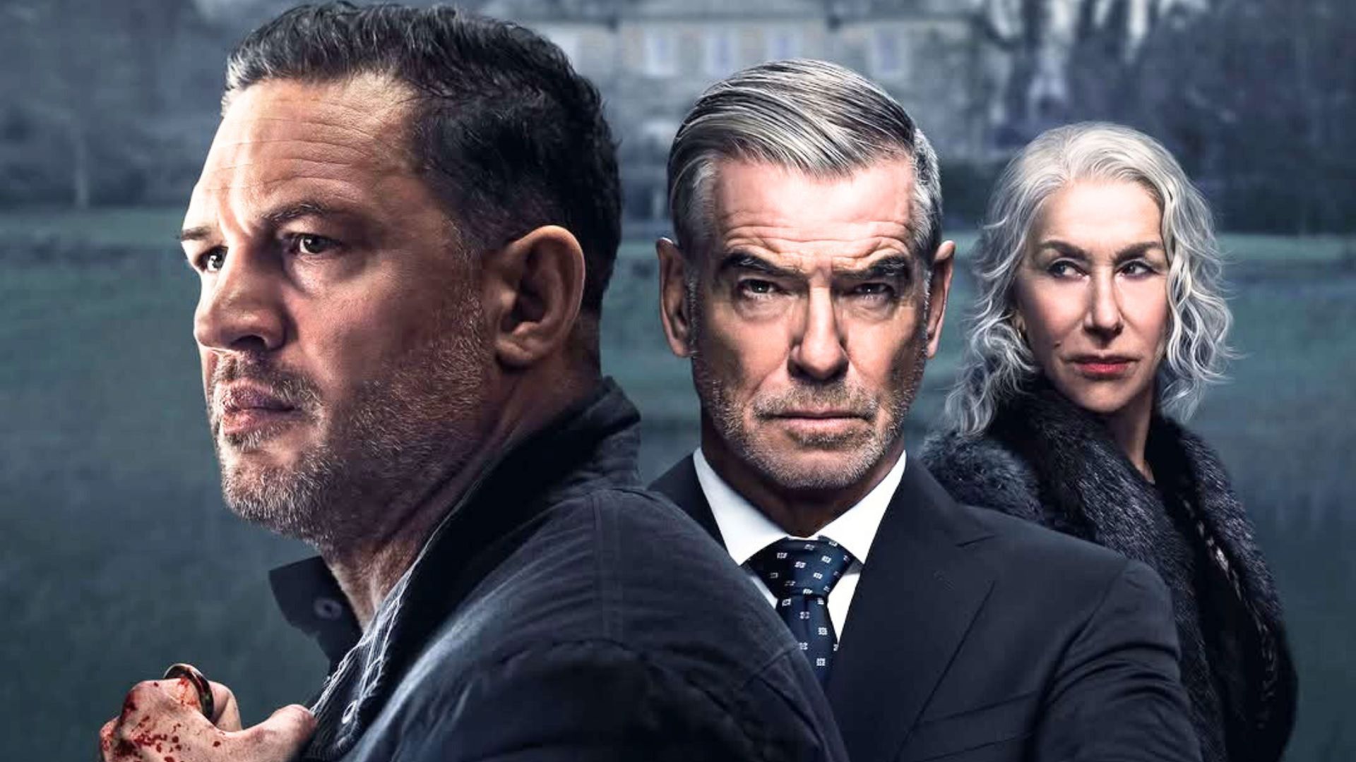 Tom Hardy, Pierce Brosnan, and Helen Mirren in MobLand | Image via instagram: mobland_pplus