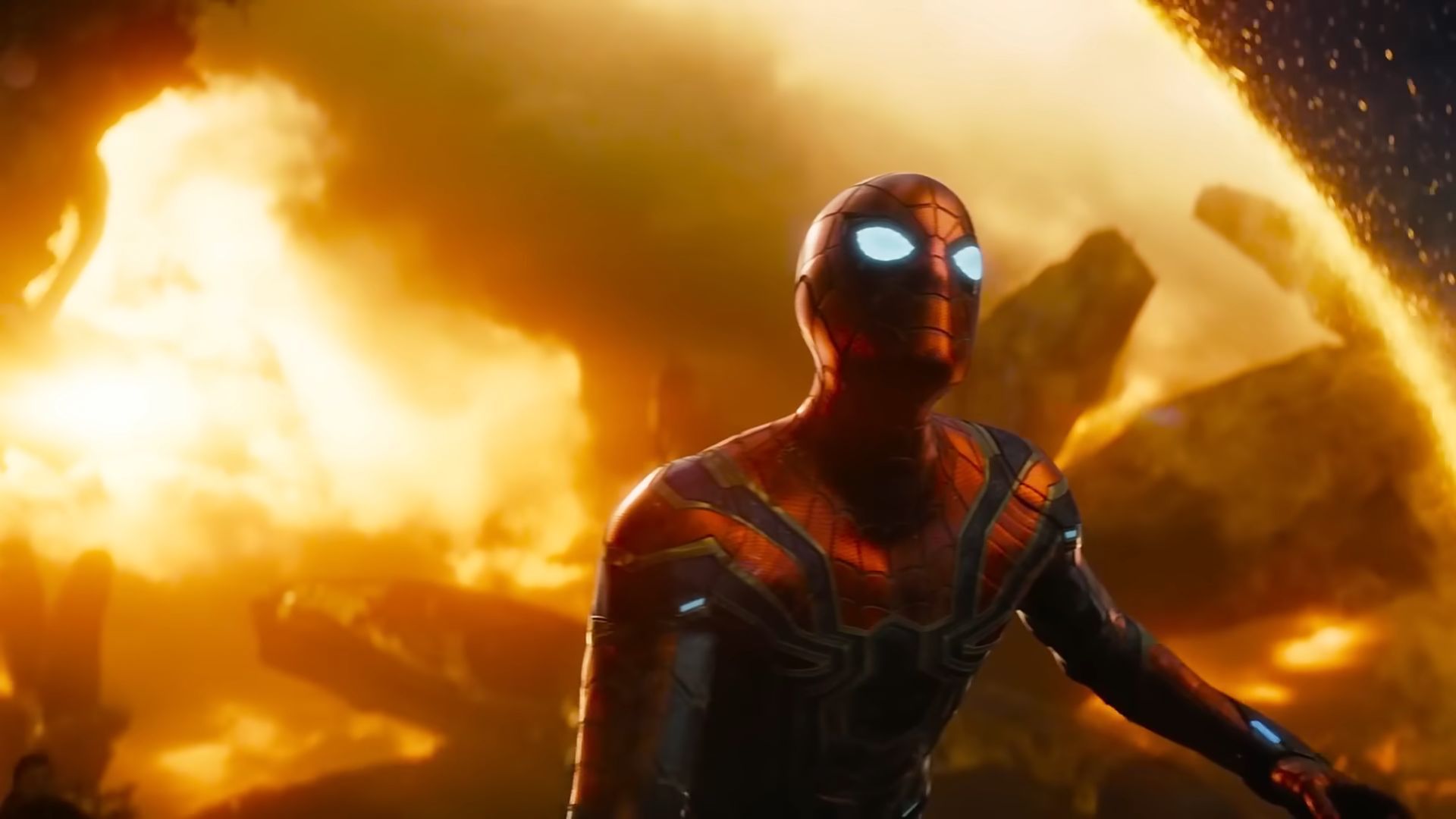 Spider Man coming out of a portal