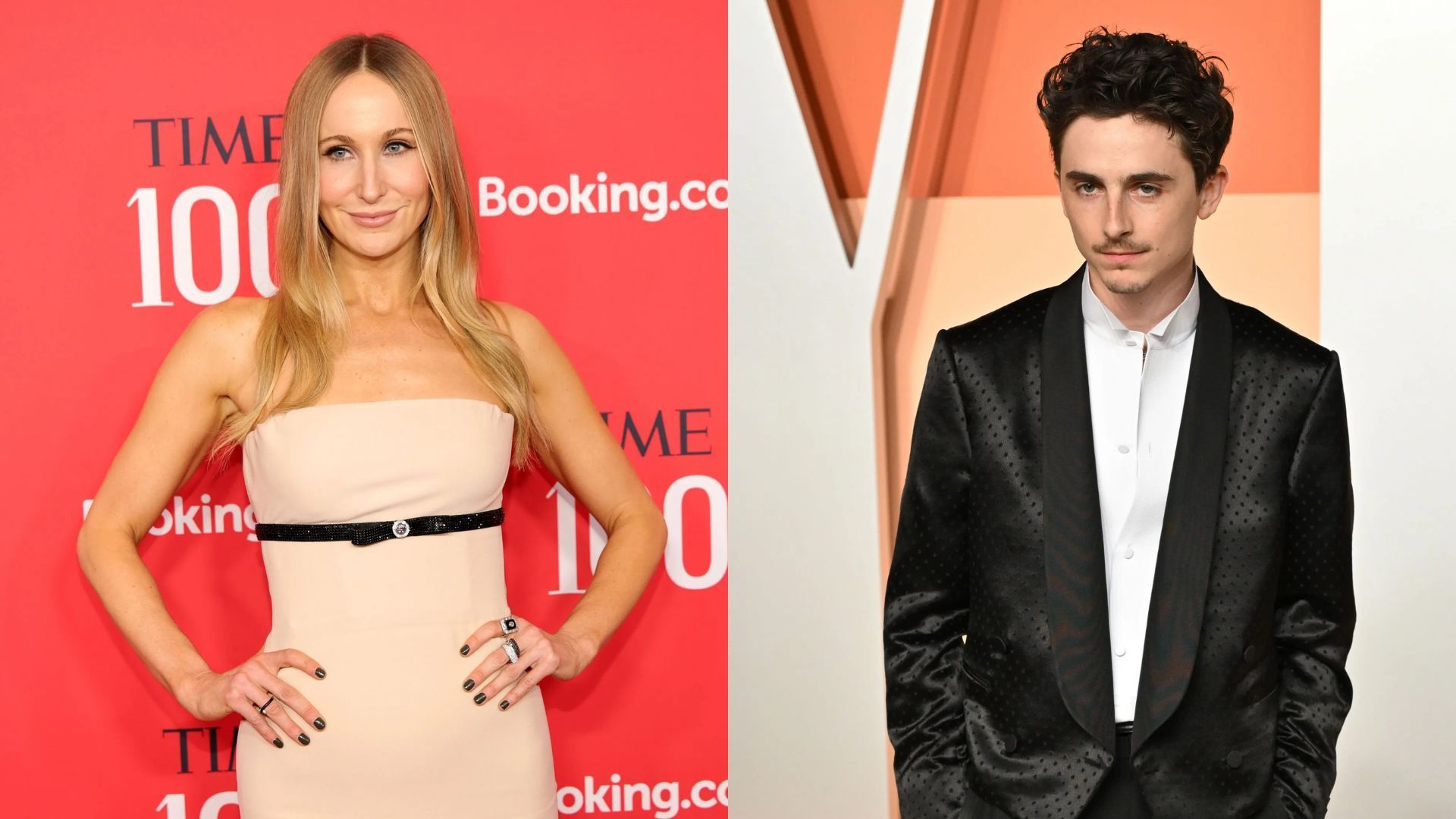 Nikki Glasser &amp; Timothee Chalamet - Source: Photo by Dimitrios Kambouris/Getty Images for TIME, Photo by Lionel Hahn/Getty Images