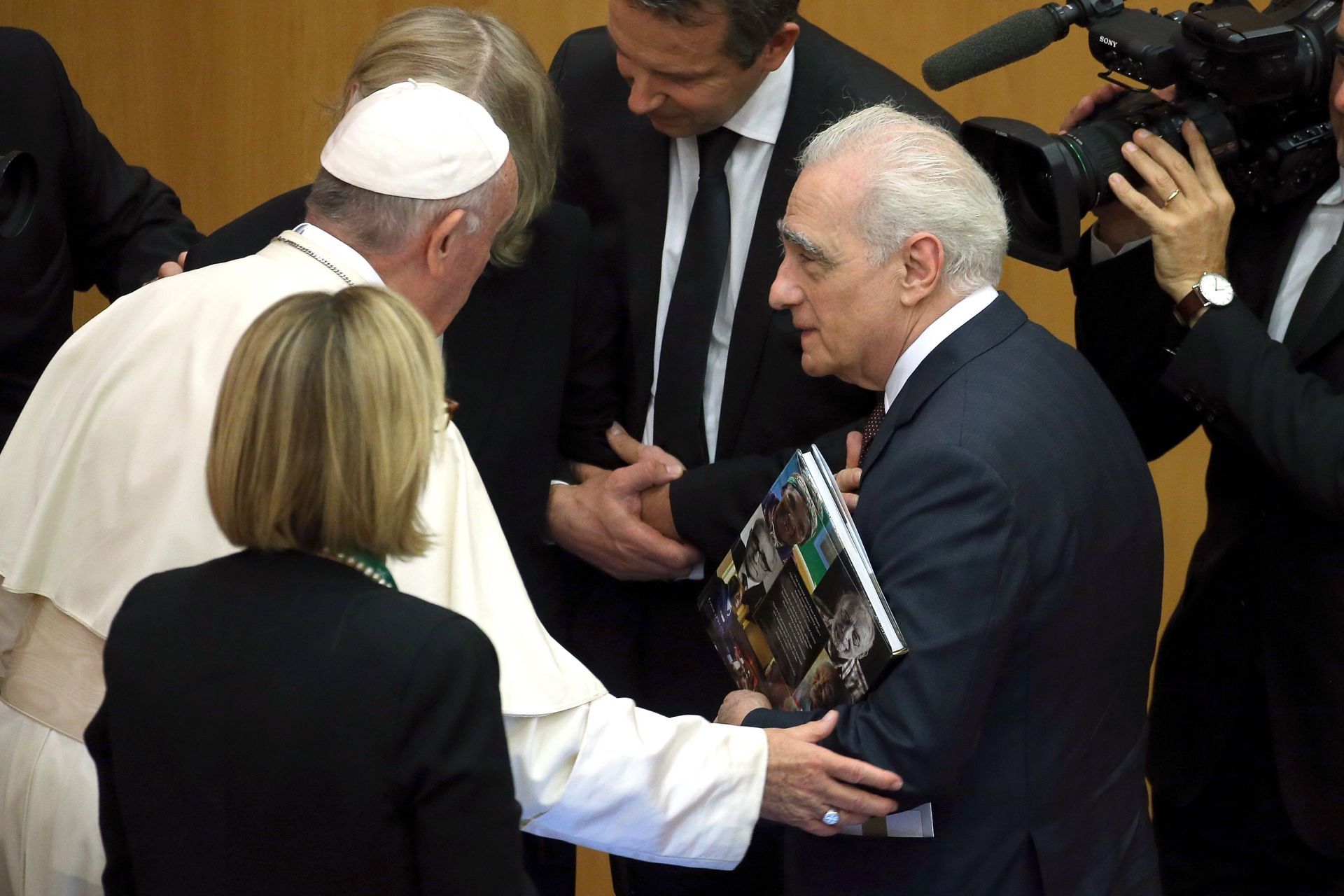 Pope Francis Meets Director Martin Scorsese And The Audience - Source: Getty
