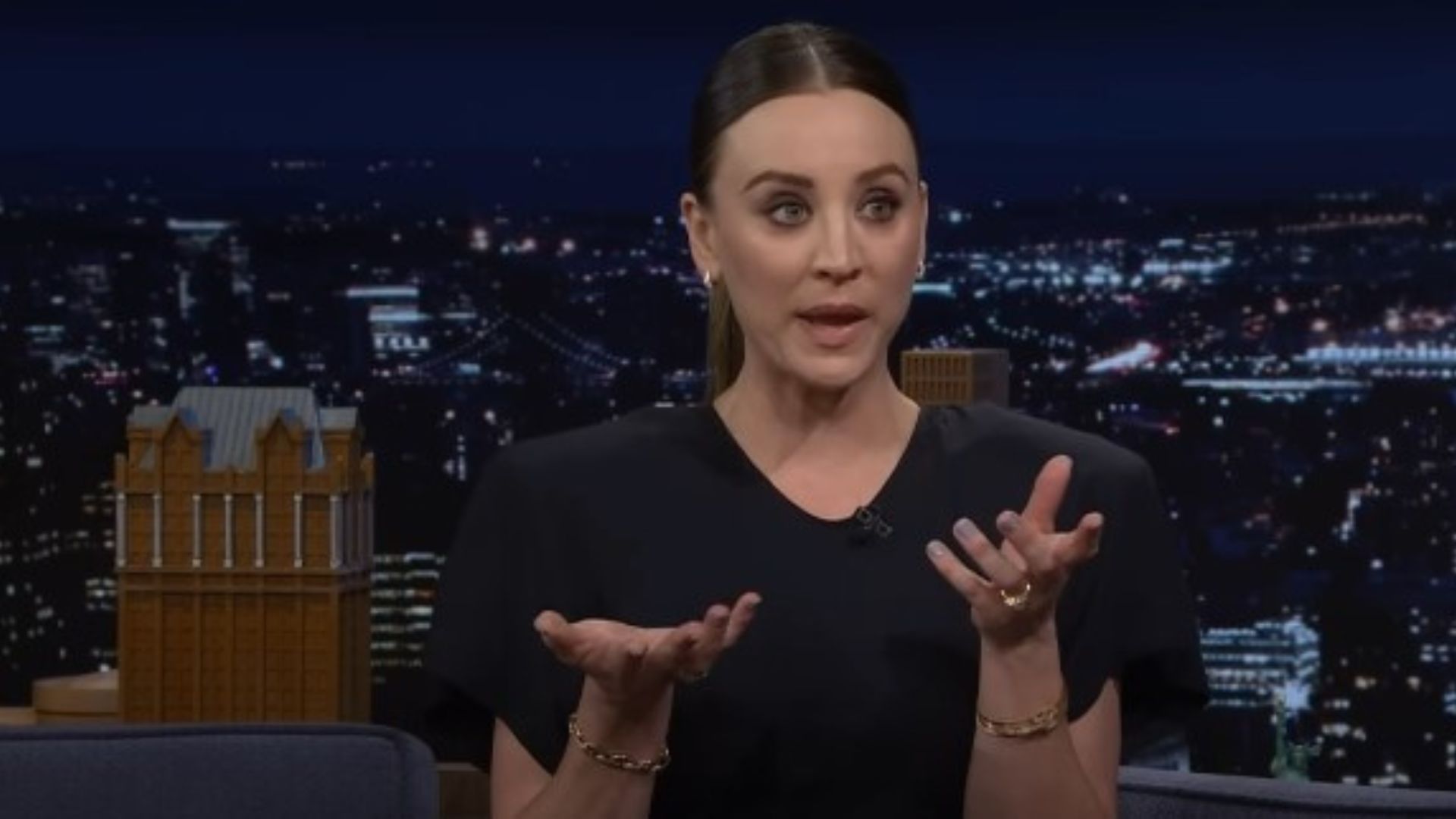 The Big Bang Theory star Kaley Cuoco on The Tonight Show | Image source: The Tonight Show Starring Jimmy Falon on YouTube
