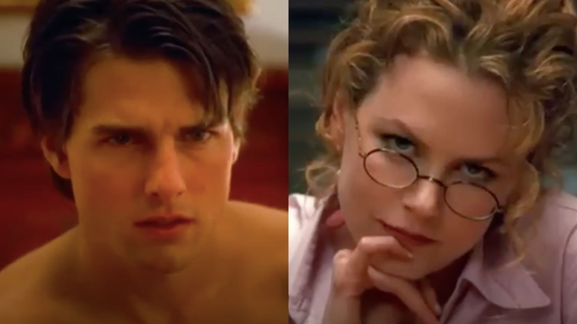 This is a collage of images of Bill (left) and Alice (right) from Eyes Wide Shut