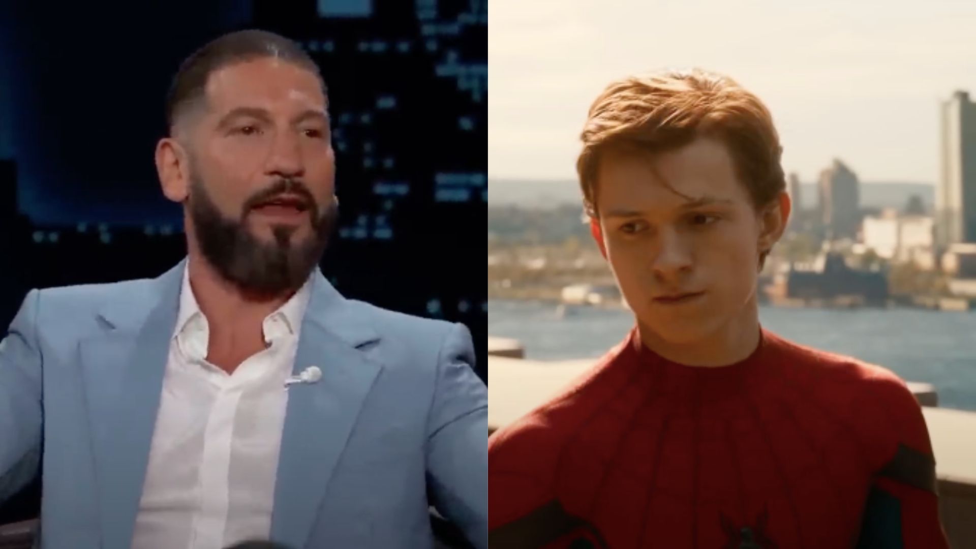 This is the collage of images of actors Jon Bernthal (left) and Tom Holland as Spiderman (right)