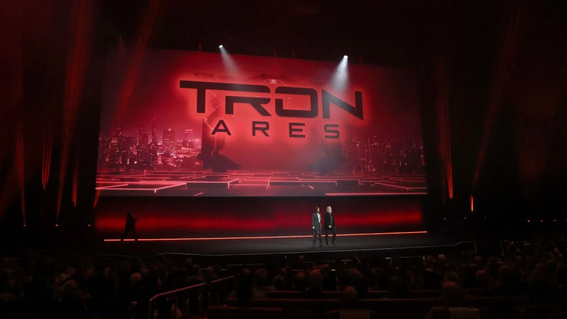 Jared Leto and Jeff Bridges speak onstage to promote the upcoming film &quot;Tron: Ares&quot; at the The Walt Disney Studios presentation - Source: Getty
