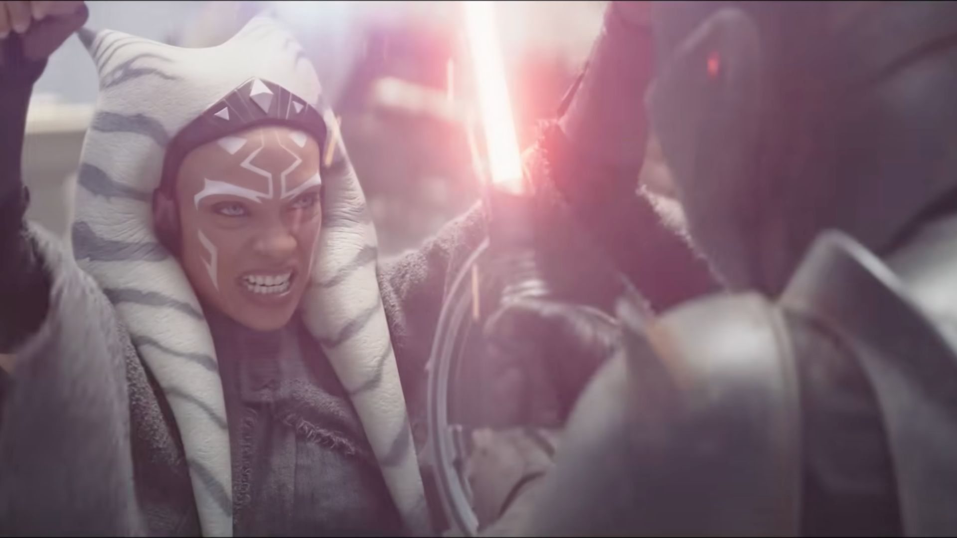 Rosario Dawson as Ahsoka Tano in Ahsoka on Disney+ (Image via YouTube/Star Wars)