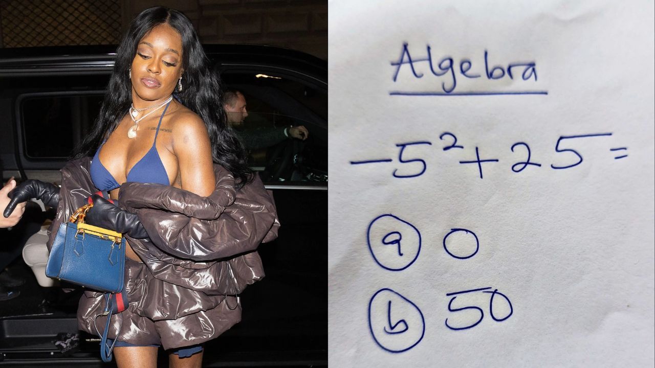 Azealia Banks versus a mathematics problem via Getty and @azealiaslacewig on X