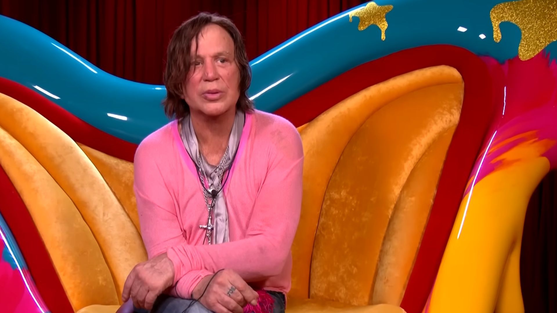 Mickey Rourke on Celebrity Big Brother (Image via YouTube/ @BigBrotherUK)