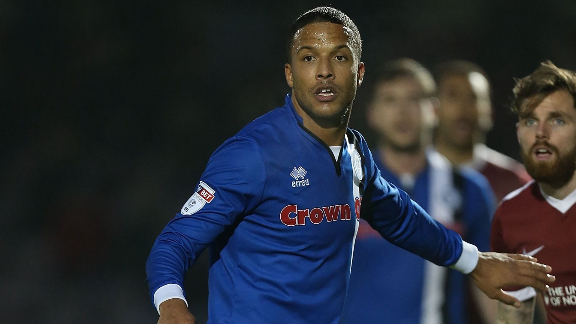 Joe Thompson in action during Rochdale&rsquo;s Sky Bet League One match against Northampton Town at Sixfields. (Image via Getty/Pete Norton)