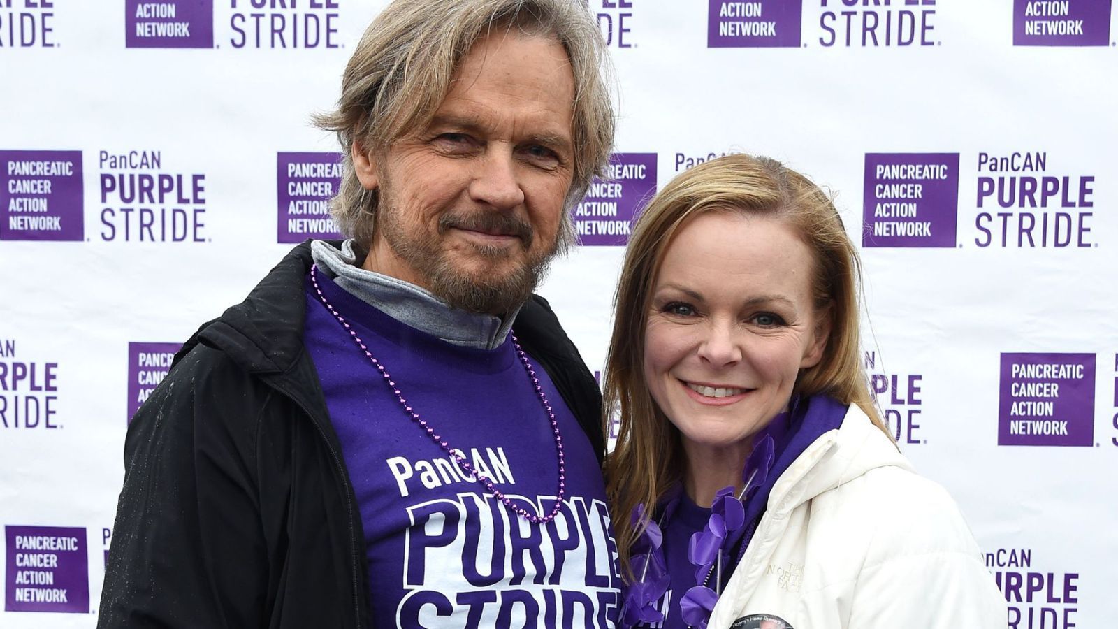 Days of our Lives stars Stephen Nichols and Martha Madison braved the rain to support Drake Hogestyn - Image: JPI