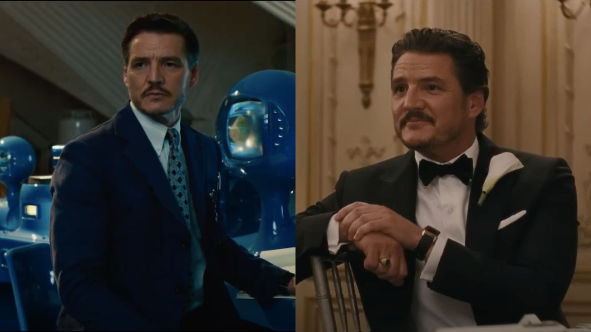 This is a collage of the stills of Pedro Pascal in the upcoming films 