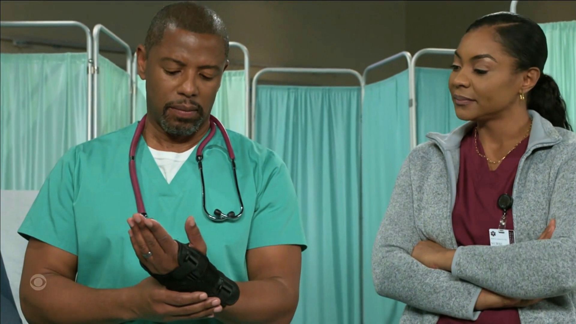 Beyond the Gates: Doug laments about his broken hand to Shanice | Image: CBS
