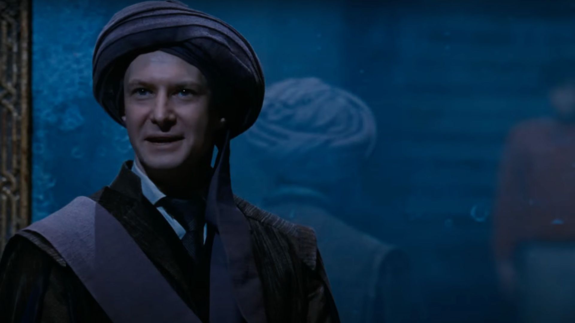 Professor Quirrell in Harry Potter and The Sorcerer&rsquo;s Stone (Image via YouTube/Harry Potter)