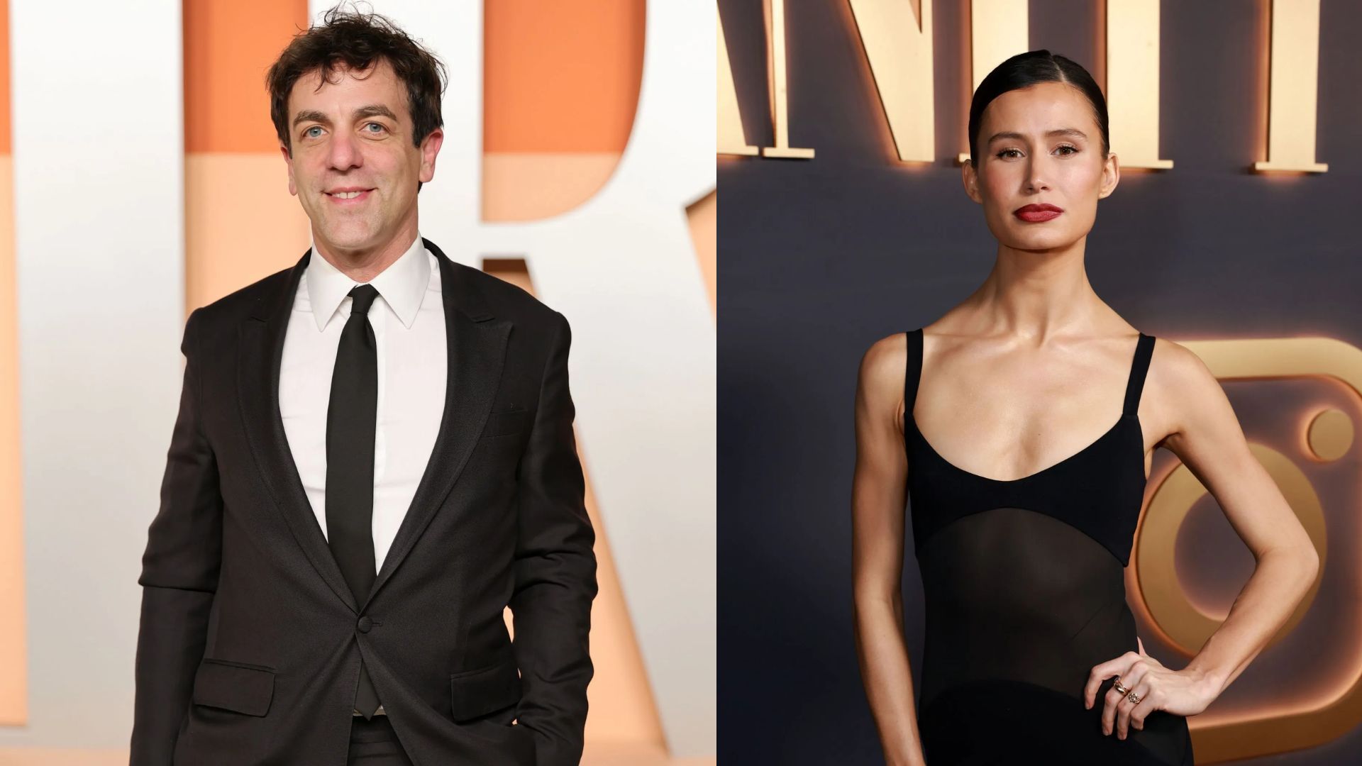 B. J. Novak and Delaney Rowe (Getty via Soap Central CMS - Resized on Canva)