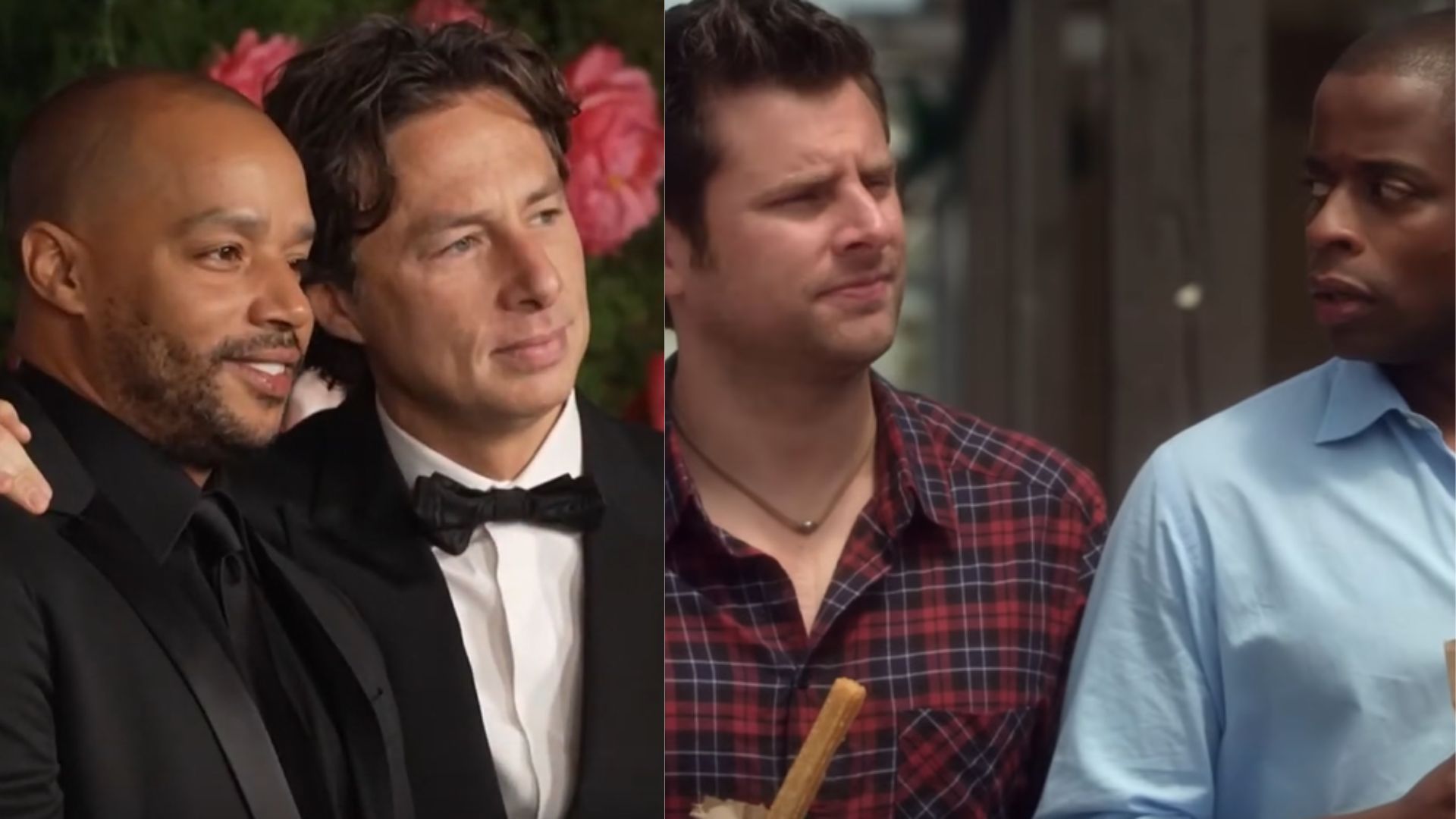 Zach Braff, Donald Faison / James Roday Rodriguez &amp; Dul&eacute; Hill (Image via. People &amp; Psych Official / YouTube)