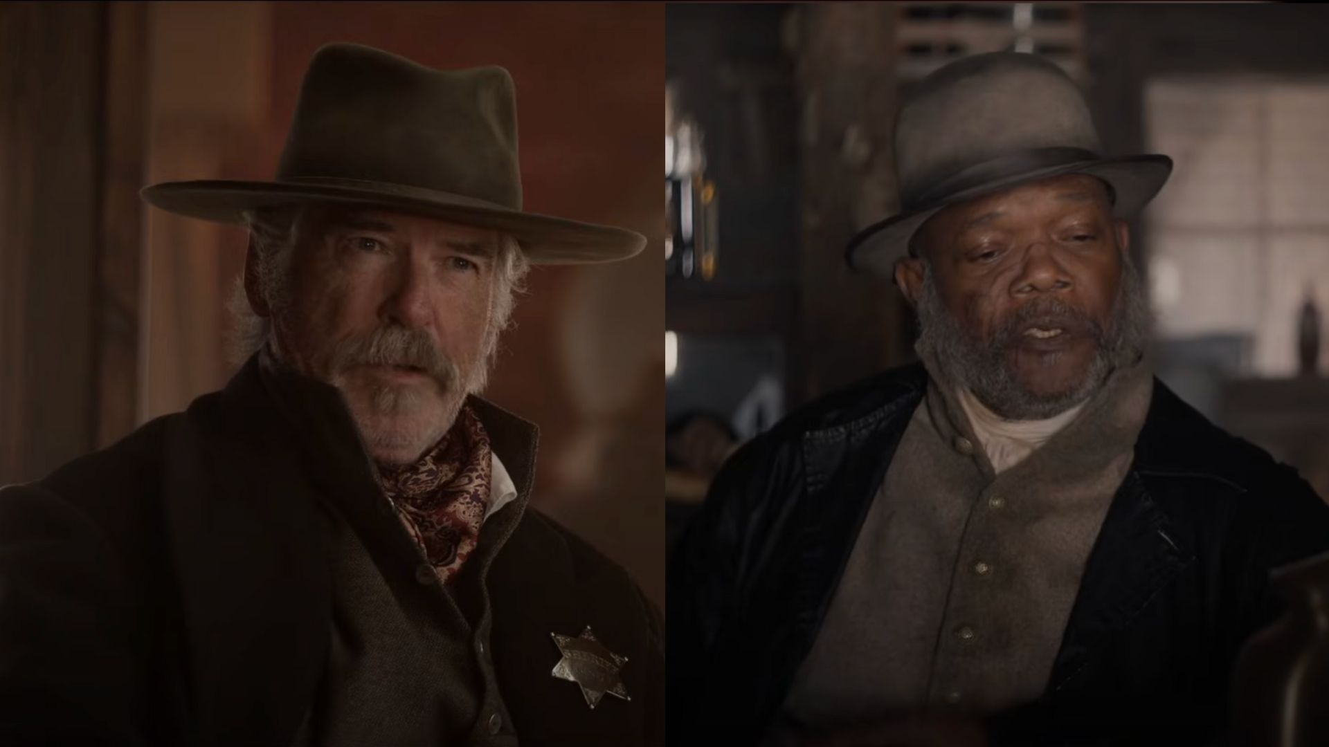 Samuel L. Jackson and Pierce Brosnan in The Unholy Trinity (Image via YouTube/@RoadsideFlix)