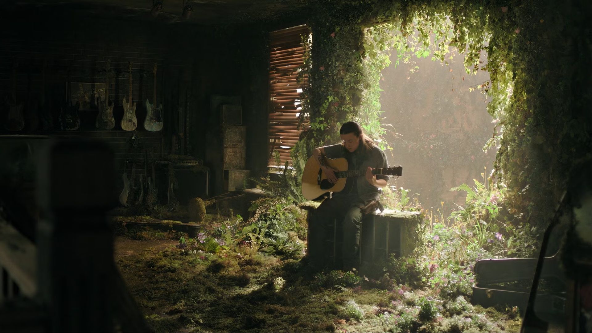 Ellie playing a guitar in The Last of Us Season 2 Epsiode 4 (Image via HBO)