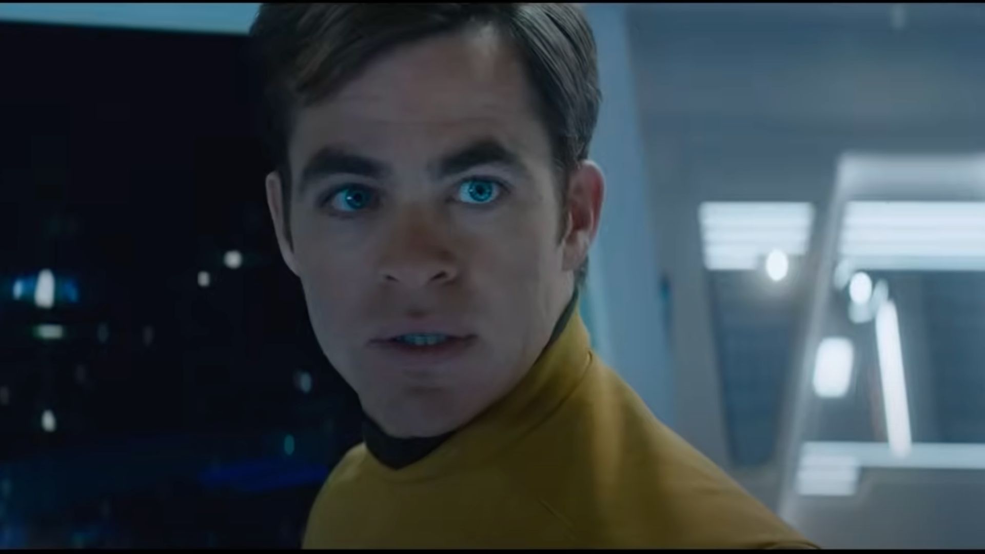 Chris Pine as Captain Kirk in Star Trek (Image via YouTube/ Paramount Pictures)