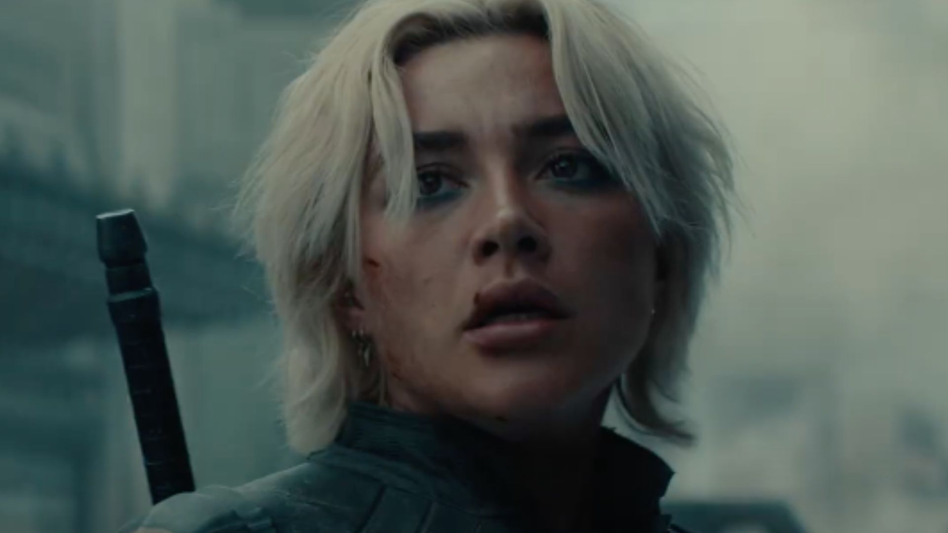 A still from Thunderbolts*, featuring Florence Pugh as Yelena Belova