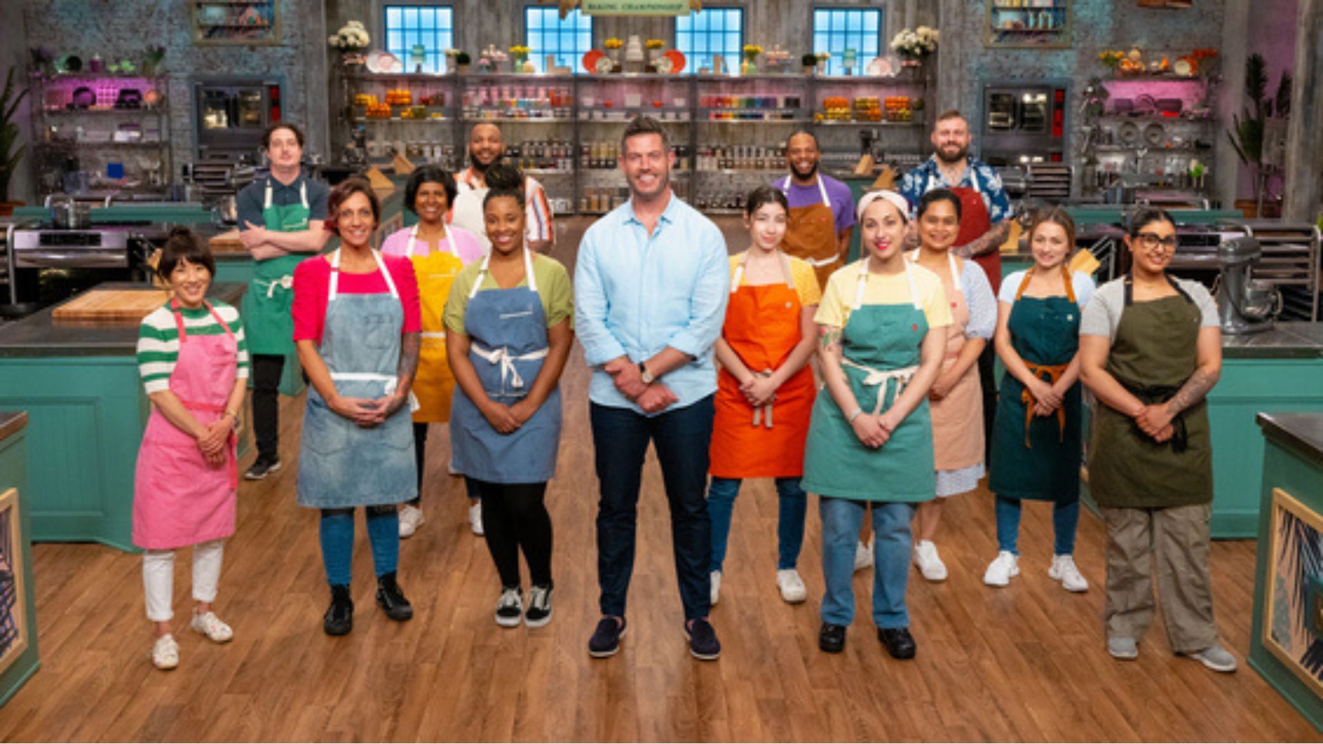 Host Jesse Palmer with Spring Baking Championship Season 11 contestants | Image via Warner Bros. Discovery