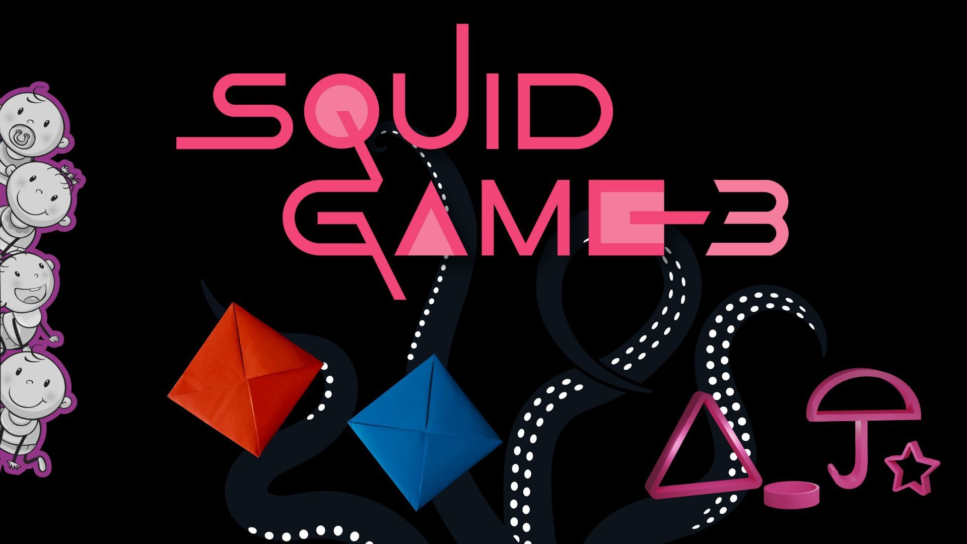 Elements from Squid Game + logo | Images via: Netflix/Canva | Collage by: Beatrix Kondo of Soap Central