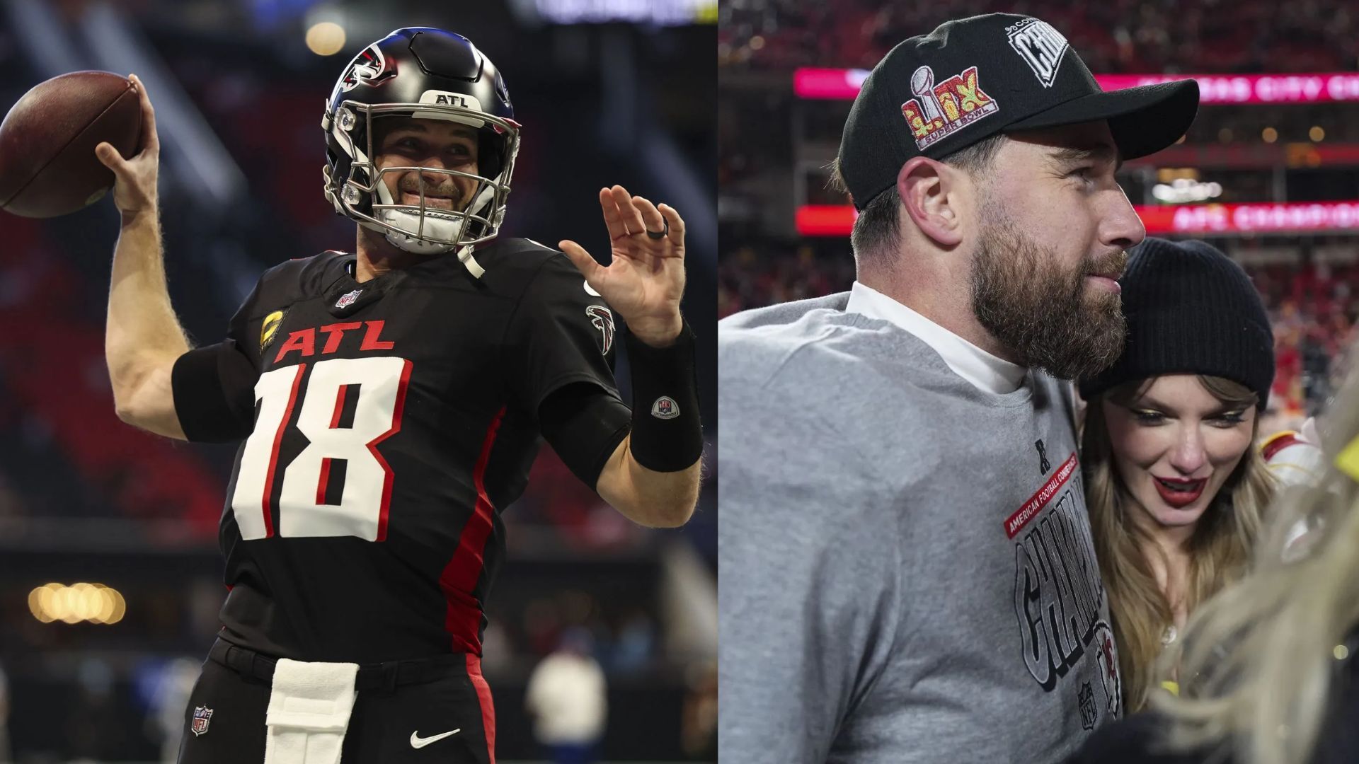 Kirk Cousins, Travis Kelce &amp; Taylor Swift  - Source: Photo by Perry Knotts/Getty Images, Photo by Perry Knotts/Getty Images