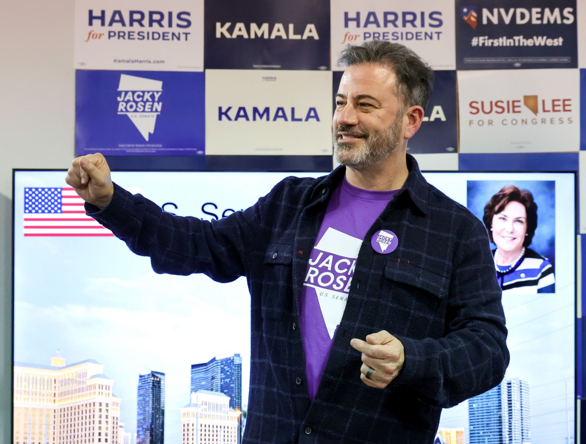 Jimmy Kimmel Joins Sen. Jacky Rosen As She Campaigns For Reelection In Las Vegas - Source: Getty
