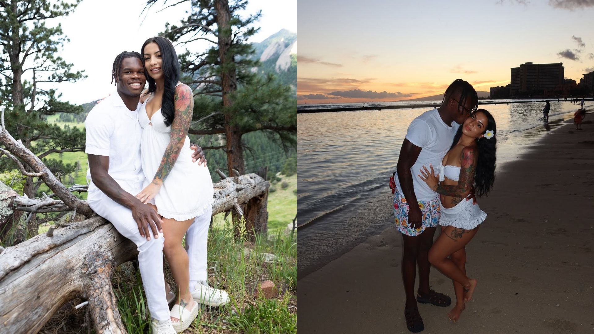 Travis Hunter and Leanna Lenee (Images via Instagram/@leannalenee)