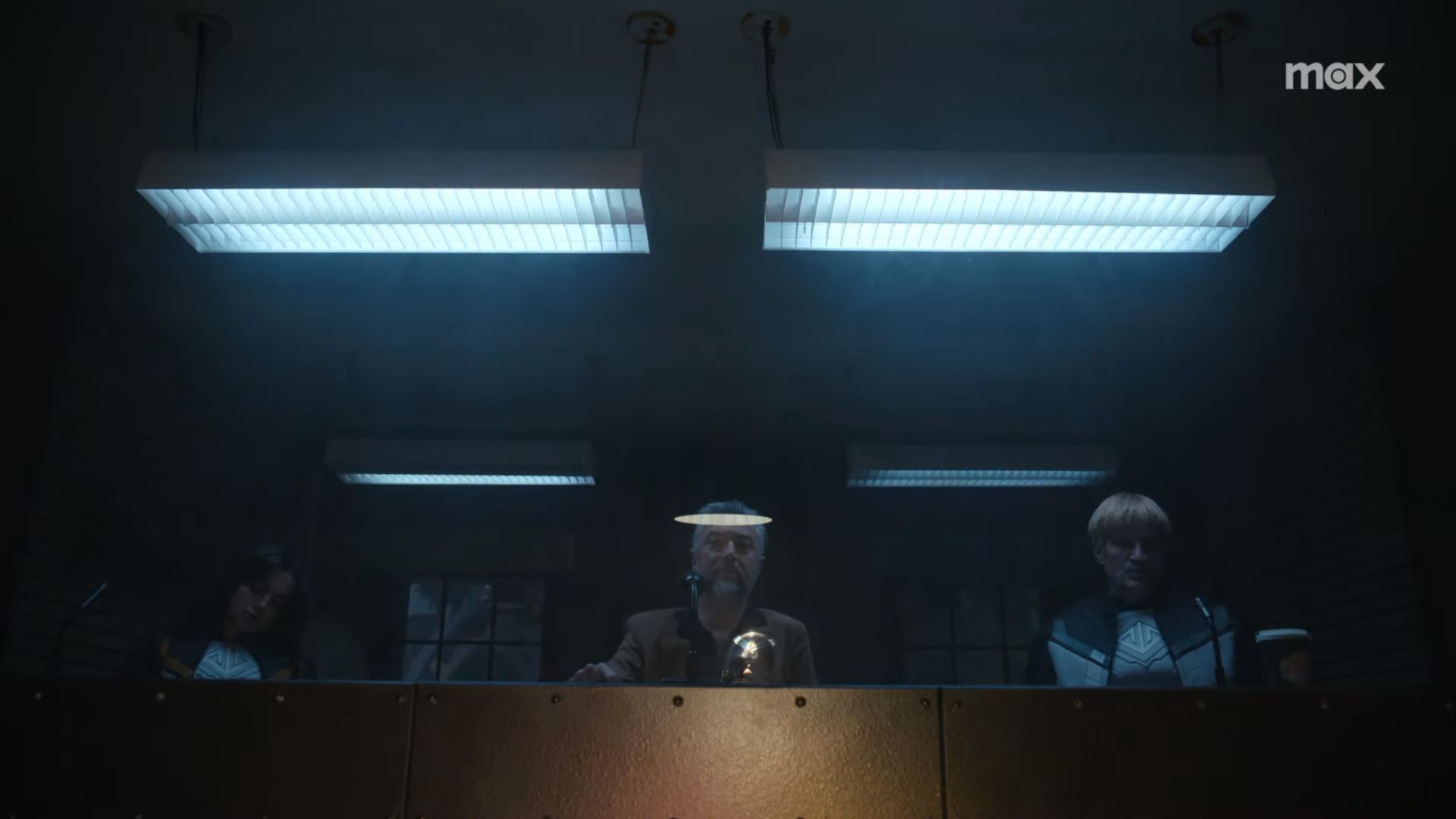 Maxwell Lord, Guy Gardner, and Hawkgirl in Peacemaker Season 2| Image Source: Max YouTube Channel