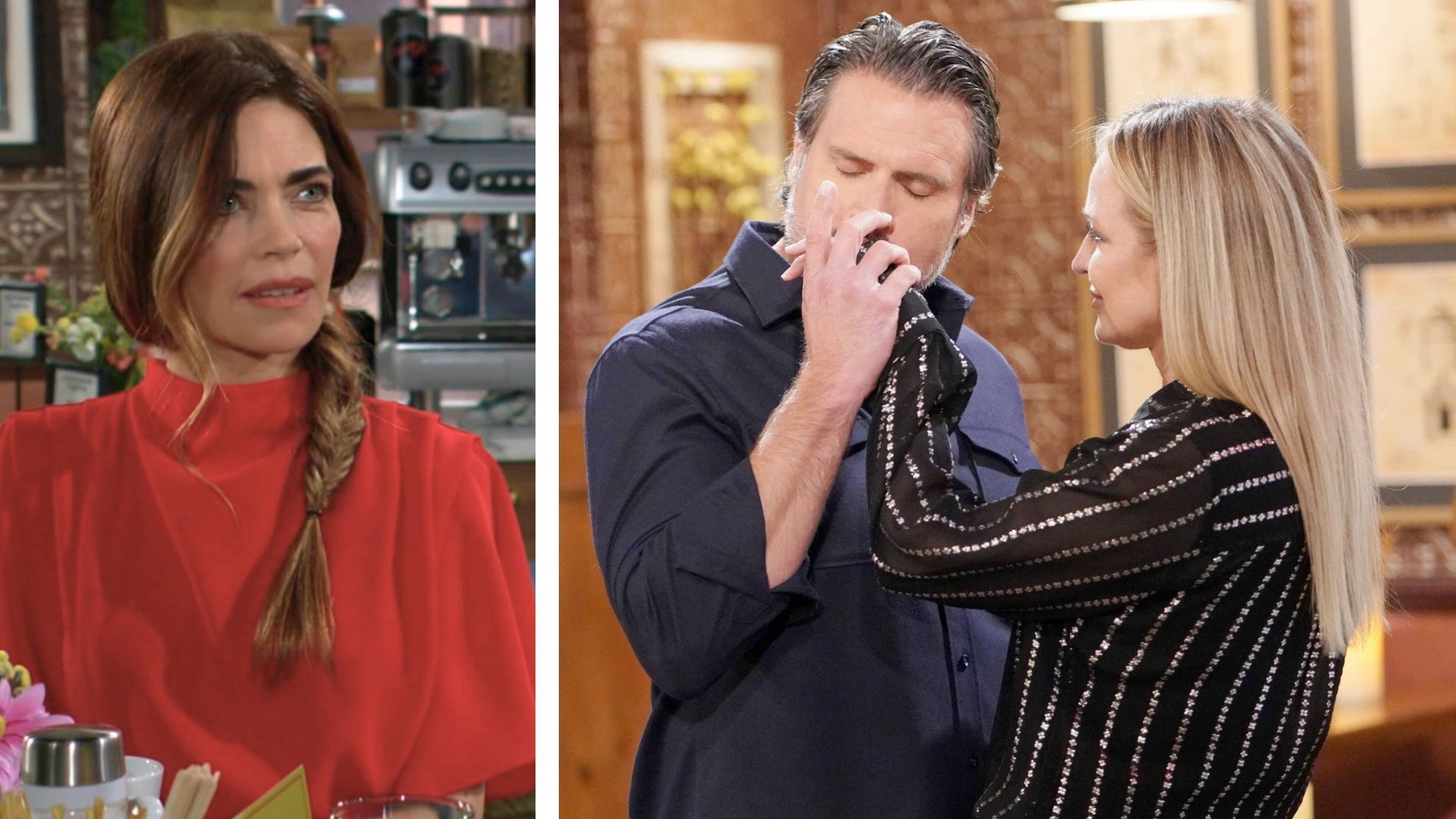 Victoria is stunned when Nick tells her that he and Sharon eloped | Images: JPI &amp; CBS