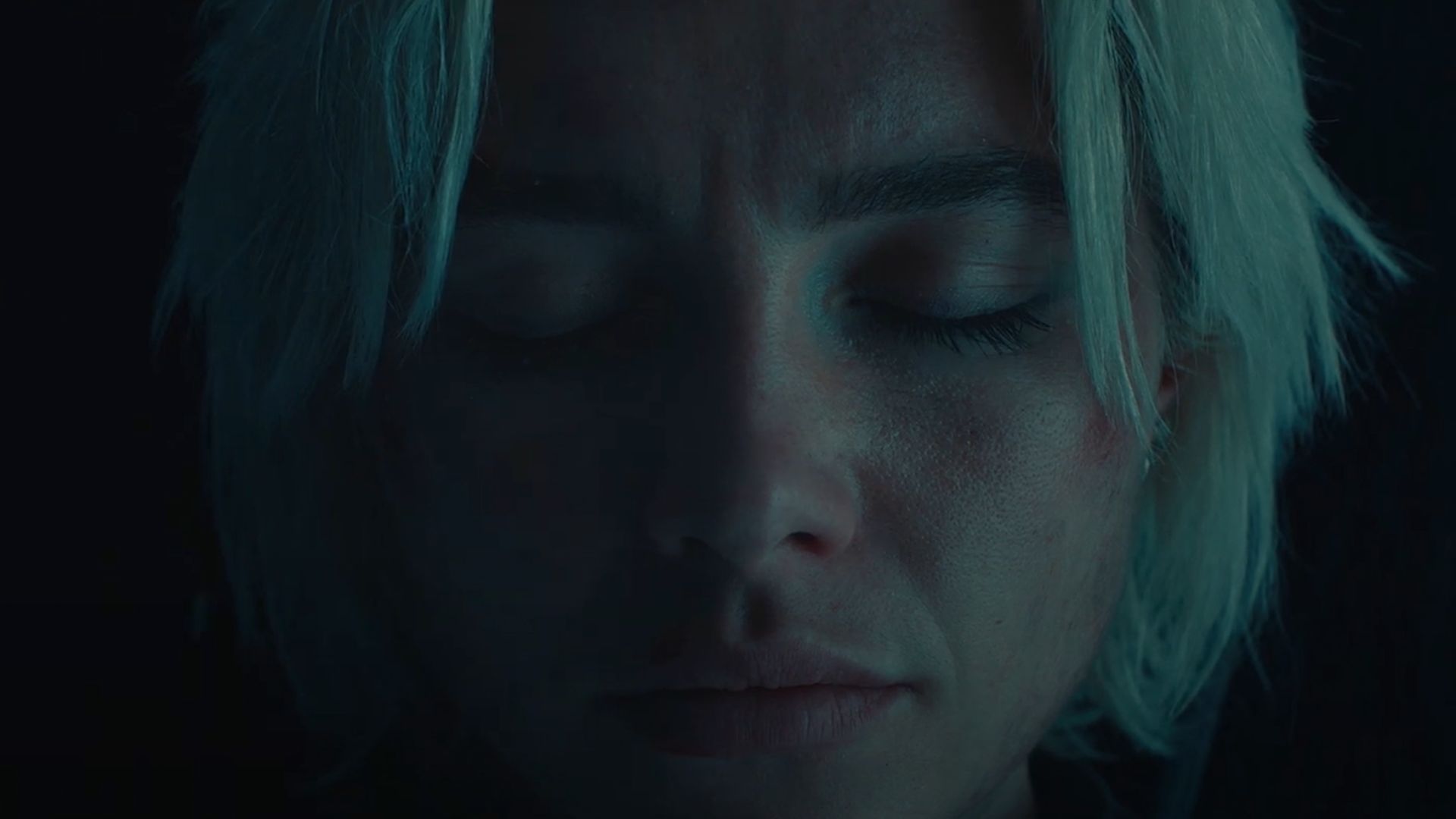 Yelena Belova is seen with closed eyes in Thunderbolts*