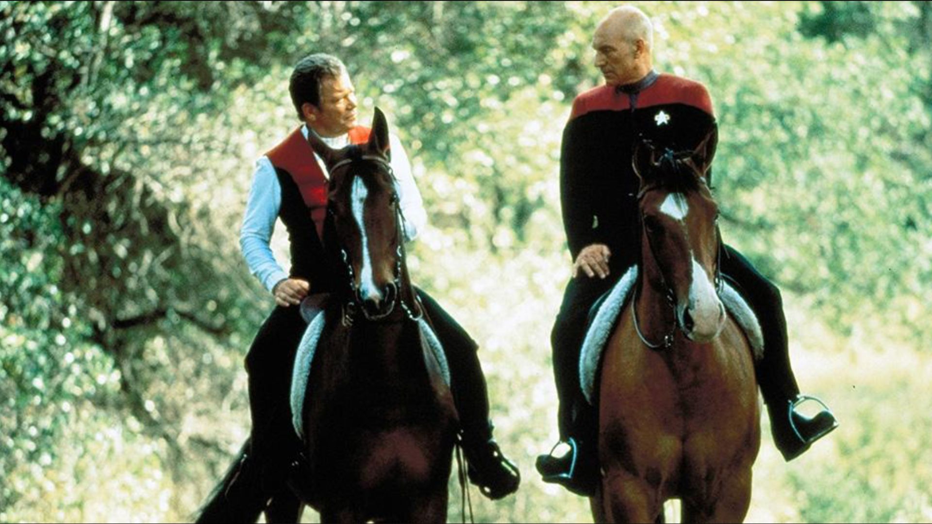  Captain James T. Kirk and Captain Jean Luc Picard in Star Trek Generations (Image via X/Star Trek)