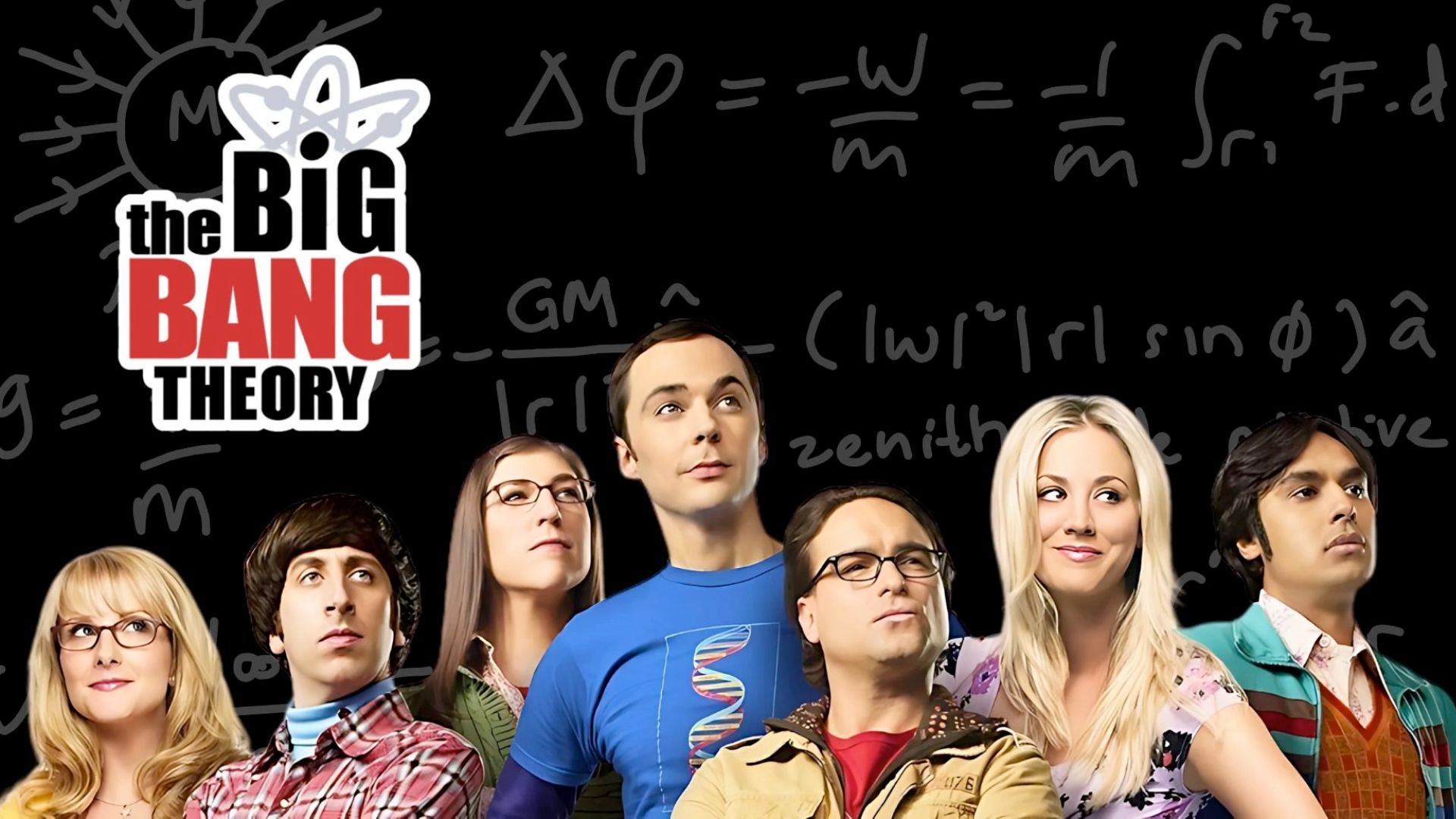Collage by Beatrix Kondo of science elements plus promotional photo of The Big Bang Theory | Source: TheBigBangTheory.com