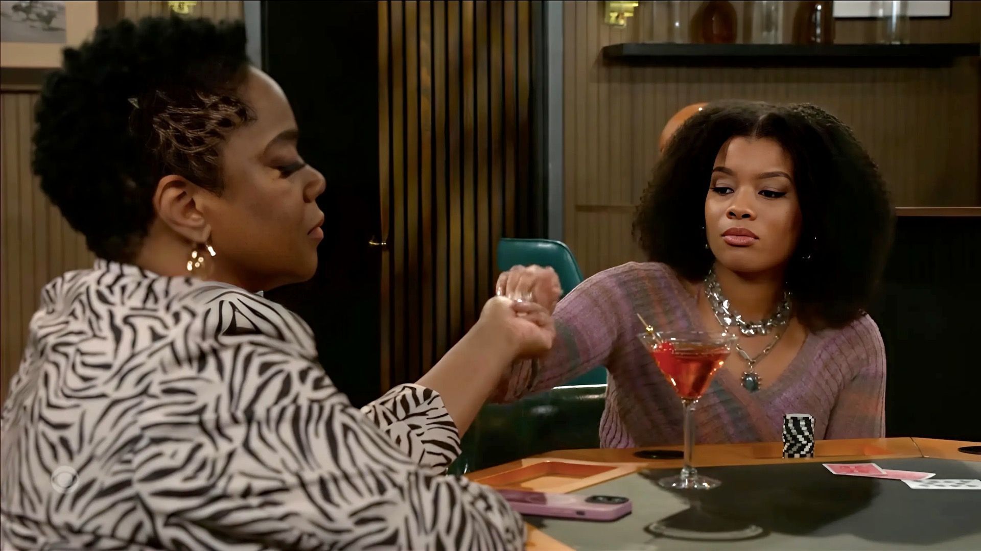 Mona separately gave Eva and Leslie reason to moan on Beyond the Gates | Image: CBS