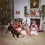 The Kennedys celebrating Christmas at the White House (Image via Getty)