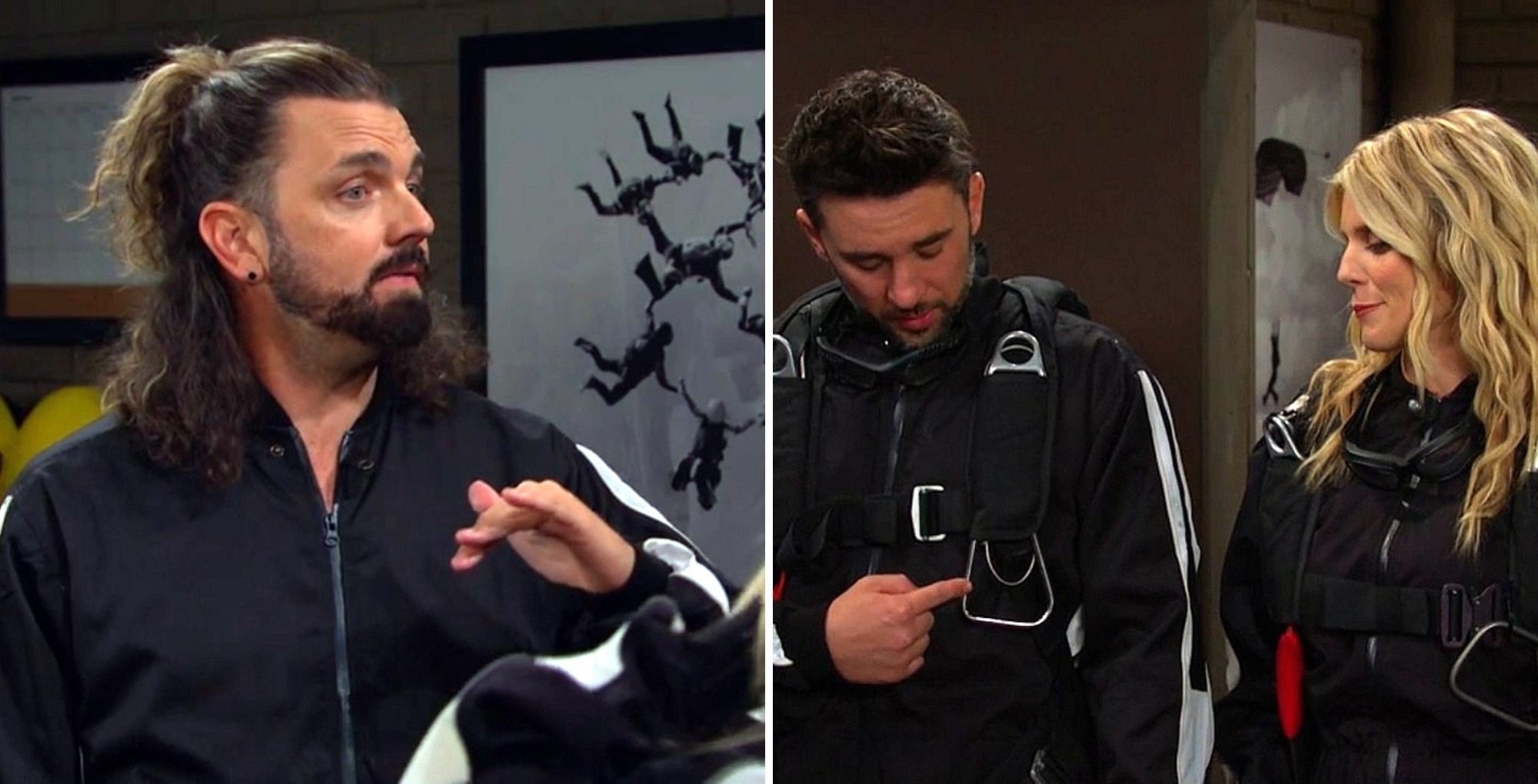 Days of Our Lives&#039; Chad and Cat with the skydiving instructor. | Image Source: Peacock