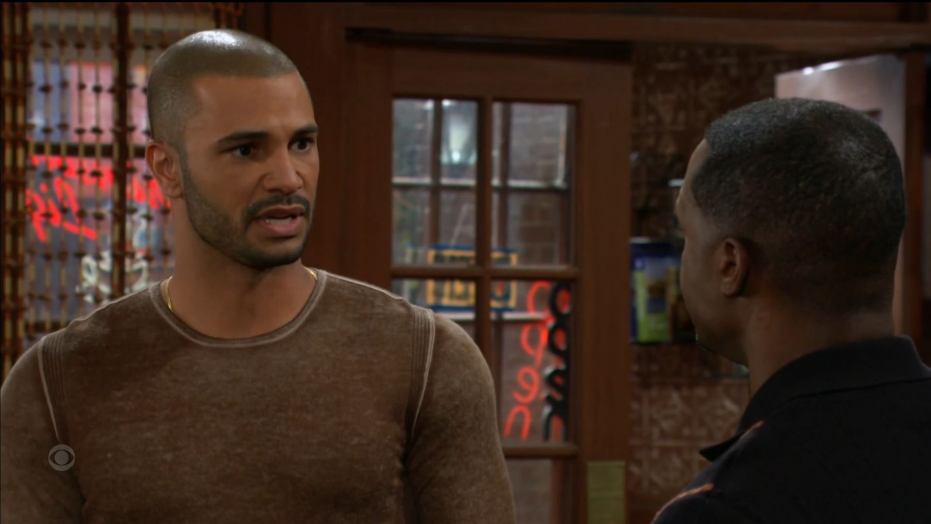 Holden (Nathan Owens) was hurt by Damian&#039;s (Jermaine Rivers) actions on The Young and the Restless | Image: CBS