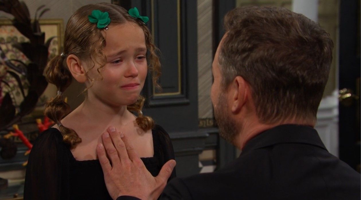 Brady (Eric Martsolf) eased Rachel&#039;s (Alice Halsey) distress. \Image: Peacock
