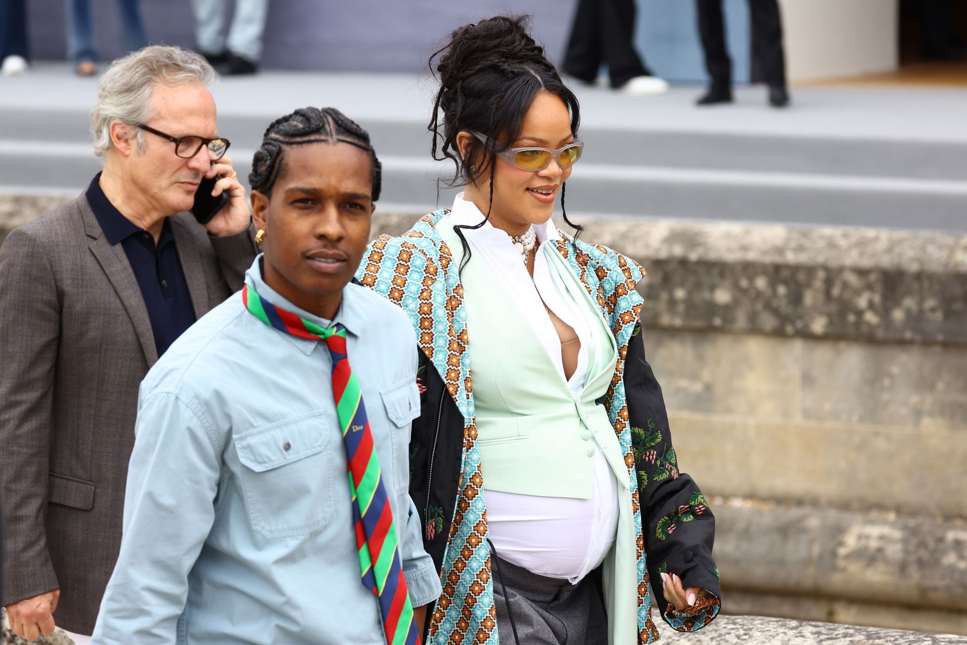 Rihanna and A$AP at Dior Homme: Outside Arrivals - Paris Fashion Week - Menswear Spring/Summer 2026 - Source: Getty