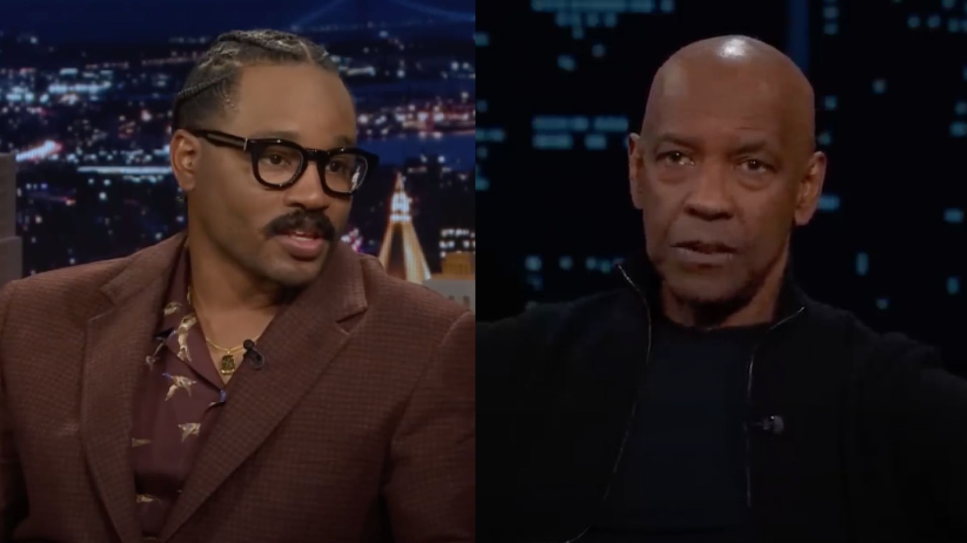 This is a collage of the images of Ryan Coogler (left) and Denzel Washington (right)