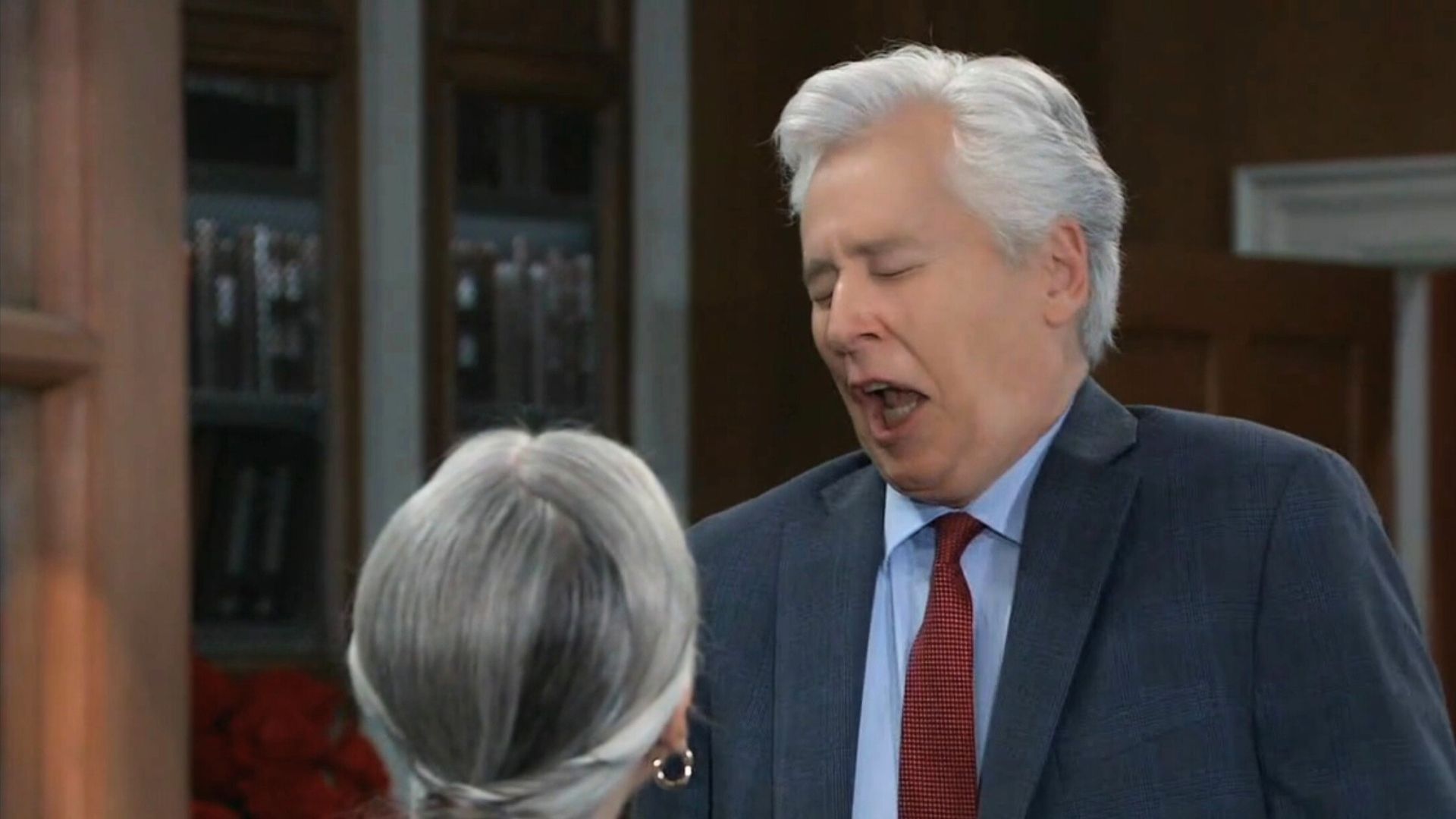 Martin gives Tracy a fake guffaw in response to her quips on General Hospital | Image: ABC