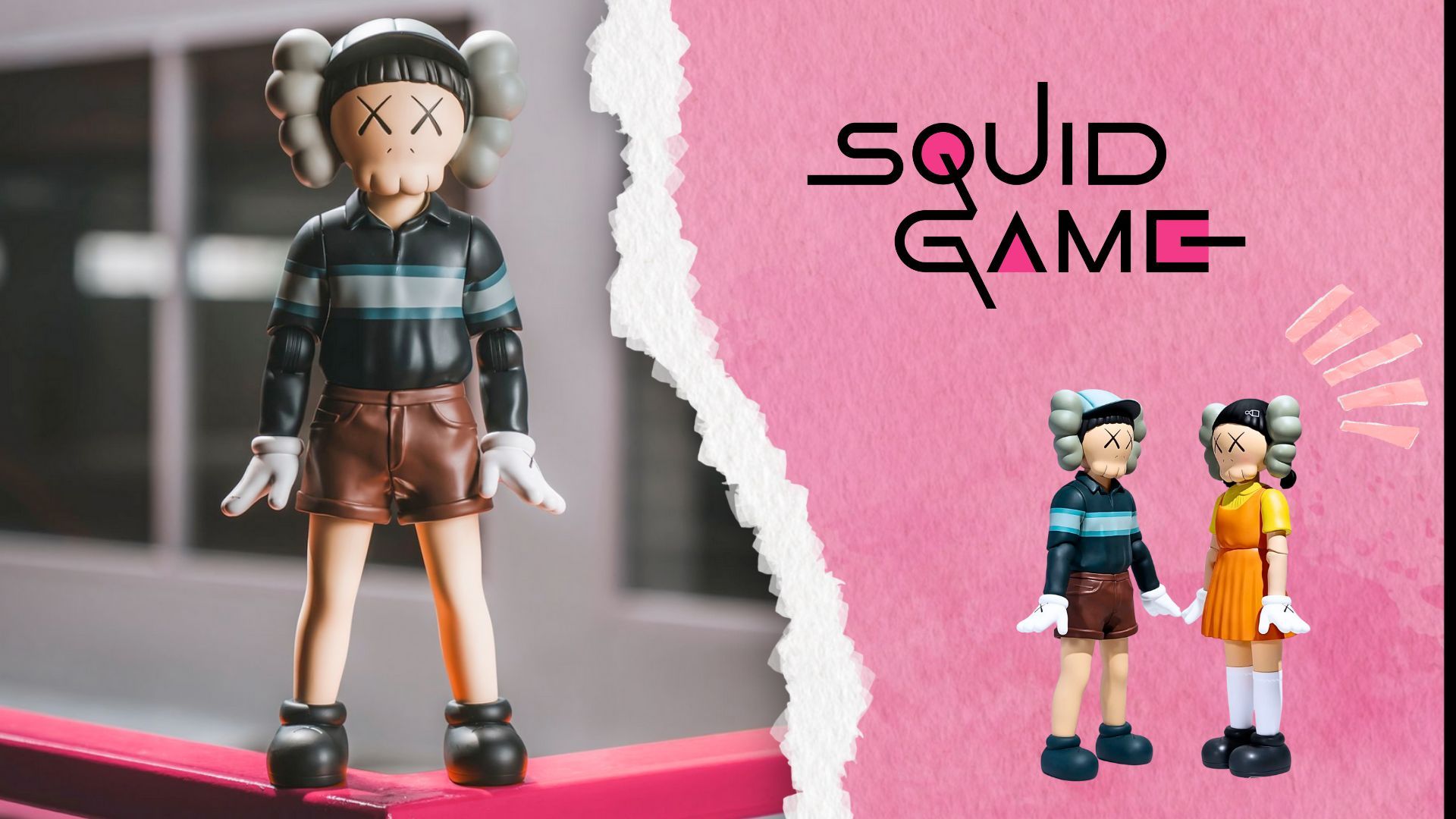 Squid Game collage | Images via: KAWS | Collage by: Beatrix Kondo of Soap Central