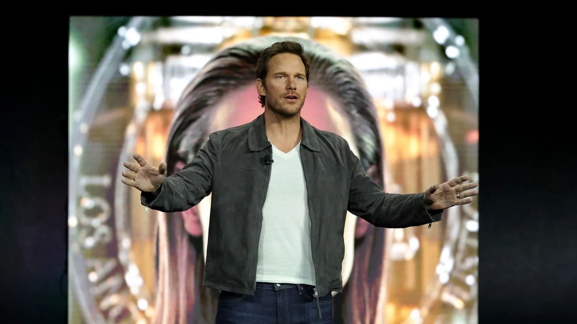 Chris Pratt promotes the upcoming film &quot;Mercy&quot; at the Amazon MGM Studios presentation - Source: Getty